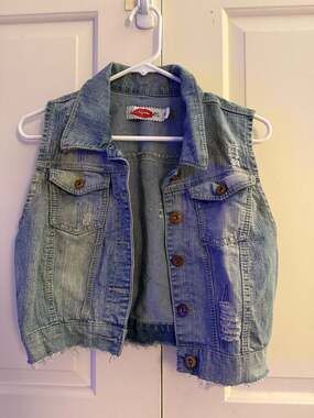 Ultralove Distressed Denim Button-Down Vest
